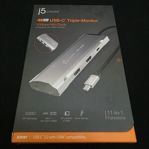 j5create - JCD397-7A - 4K60 Elite USB-C 3.2 Triple-Monitor 10Gbps Mini Dock NEW